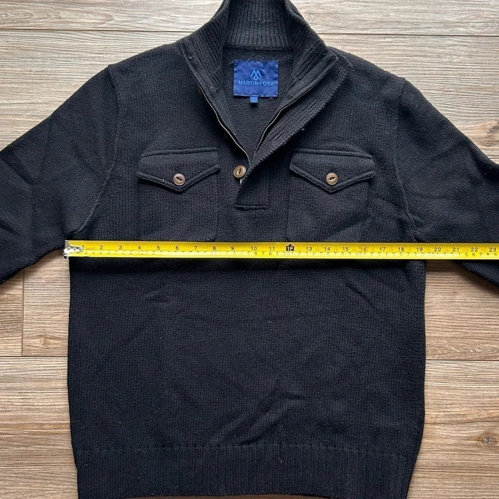 Martin + Osa | Quarter Zip Wool Sweater in Black (Medium) - Picture 5 of 10